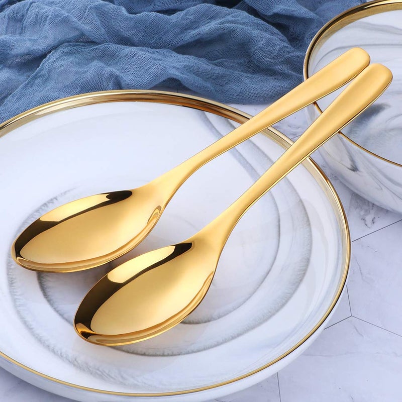 BISDARUN Bisda Buffet Serving Spoons, Stainless Steel 10 Inch Gold Plated Server Set of 2, Large Salad Serverware Utensils, Dishwasher Safe - Image 3